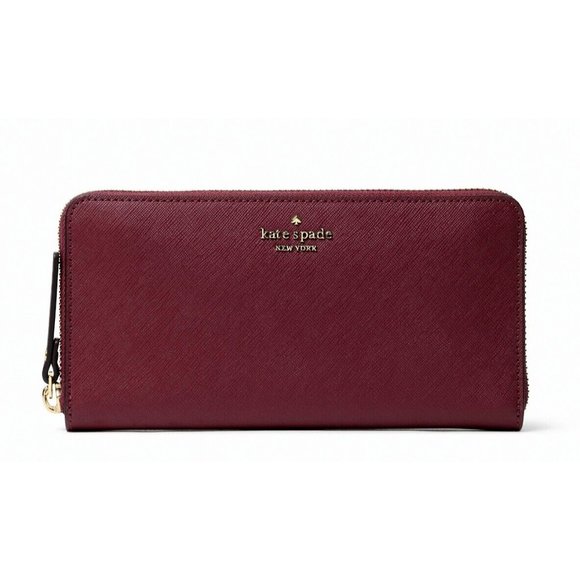New Kate Spade Laurel Way Neda Large Wallet Saffiano Leather Deep Berry - Picture 1 of 3